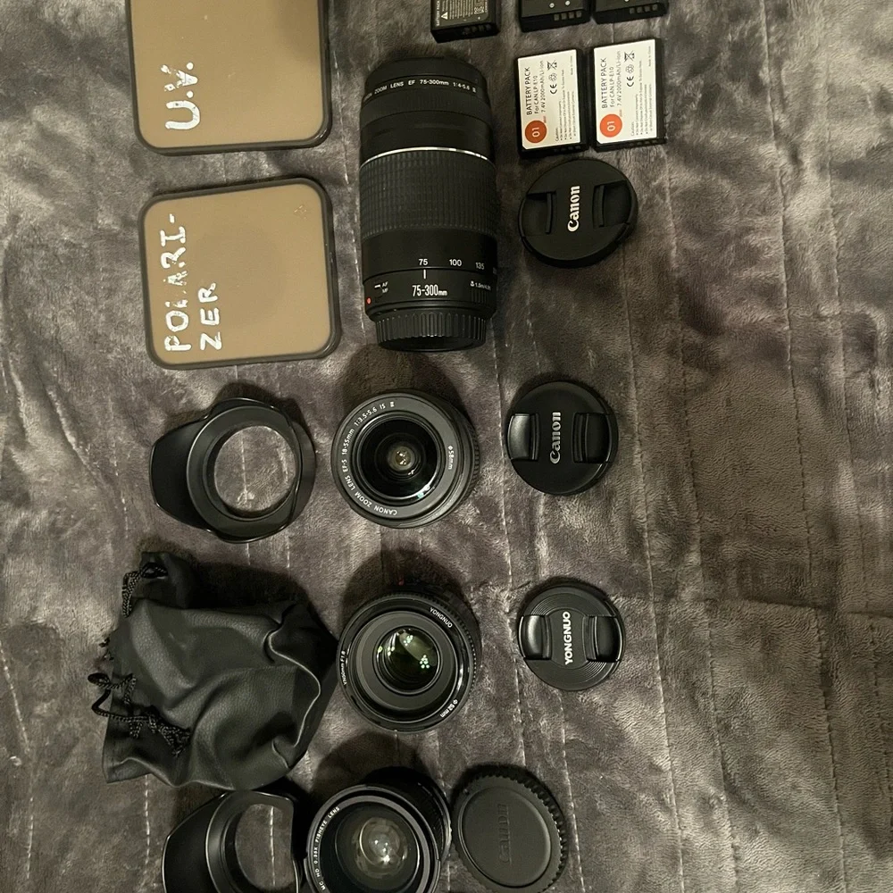Canon EOS Rebel T5 camera with lenses